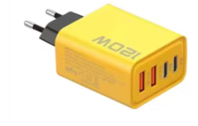 120 WATT USB-C and USB-A charging brick 2x USB-C and 2x USB-A Yellow EU